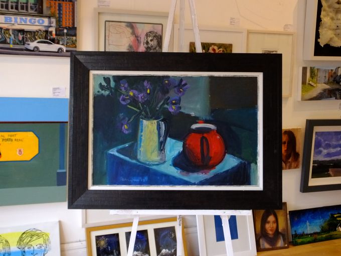 Red Teapot with Irises