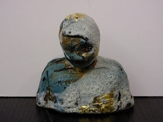 Image of Blue and Gold Figure Looking Down by Anna  Donovan 