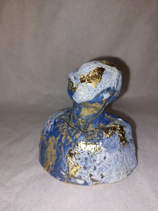Image of Blue and Gold Figure Looking Up by Anna  Donovan 