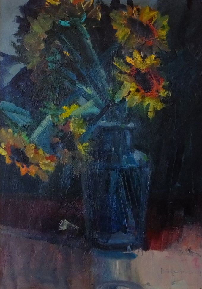 Image of Sunflowers in Glass Vase by Brian Ballard RUA