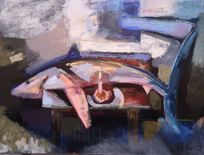 Image of Great Whitepark Shark Study in Paynes Grey by Diarmuid Delargy RUA