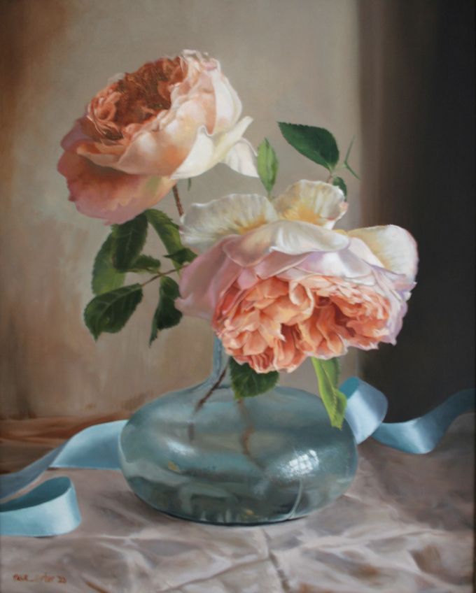 Image of Peony Roses in Glass Vase by Paul Porter 