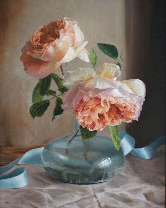 Image of Peony Roses in Glass Vase by Paul Porter 
