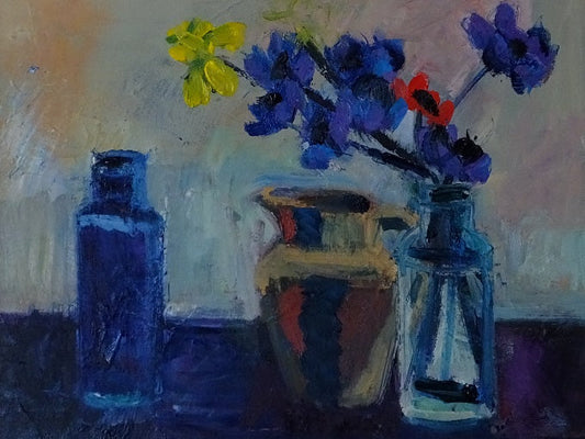 Image of Flowers with Two Bottles by Brian Ballard RUA